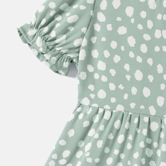 Mommy and Me Dresses Summer Boho Casual Ruffle Puff Sleeve High Waist Midi - Picture 5 of 6